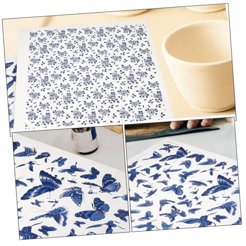 ADOCARN 4 Sheets blue and white clay porcelain ceramics clay transfer