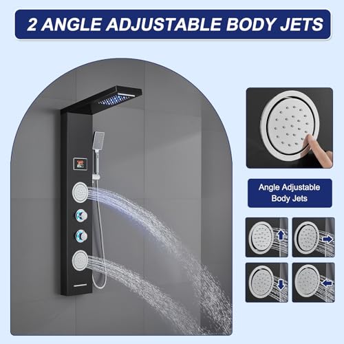 ROVATE 5-in-1 LED Rainfall Waterfall Shower Panel Tower System Black by ROVATE - Used condition - Image 7