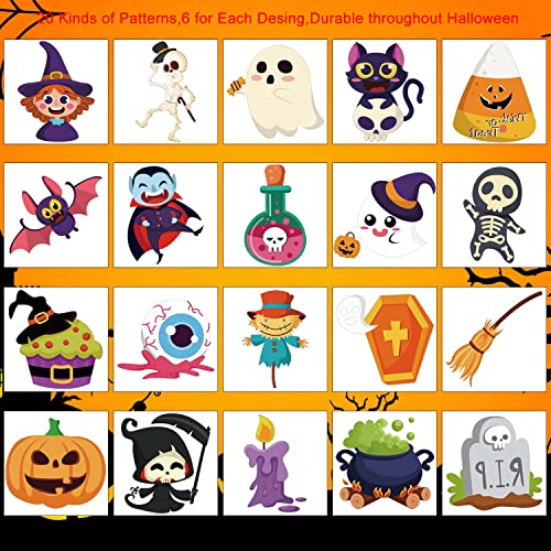 Fingooo Halloween Temporary Tattoos For Kids,120 Pieces Halloween Tattoo Waterproof Halloween Party Favor Goodie Bag Stuffers(20 Styles) #TOP1