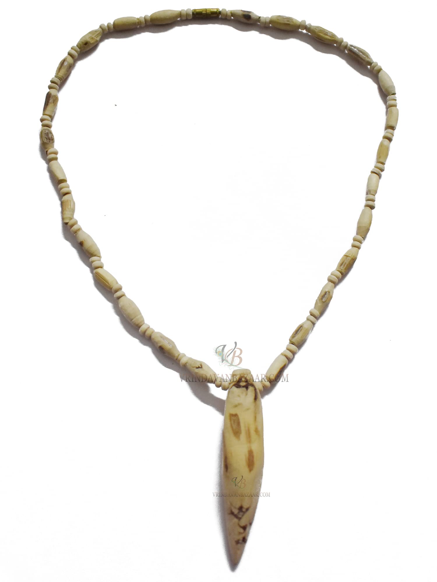 Collier tulsi VRINDAVANBAZAAR.COM pendentif en bois sacré et perles de finition premium - 5