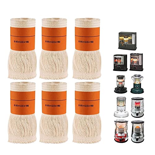 Mèche de Rechange 4/6 pièces 95X2.5X180mm Poêle à pétrole pour Utilisation en intérieur, Chauffage au pétrole Bougie tressée en Verre Chauffage au pétrole (Taille : 6 pièces)