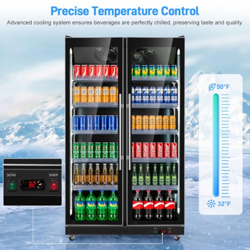 Image of 27.19cu.ft Commercial Beverage Refrigerator, Double Glass Door