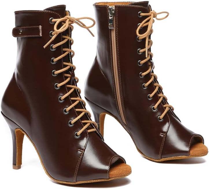 TINRYMX Women Latin Dance Boots - Open Toe Performance