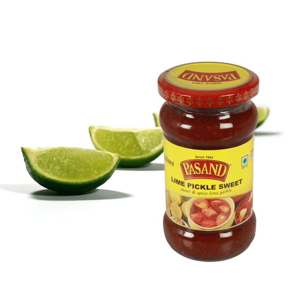 Pasand Sweet Lemon Pickle (sweet & spicy lemon pickle) | 340 gms Glass Jar | Traditional & Home-Made Taste | Real Ingredients, 100% Vegetarian