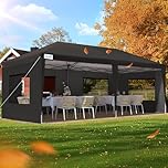 Quictent 3x6m Pop Up Gazebo with Mesh Window Sides, Adjustable Height Event Shelter, Portable Waterproof Canopy Tent for Garden Party, Camping, Black