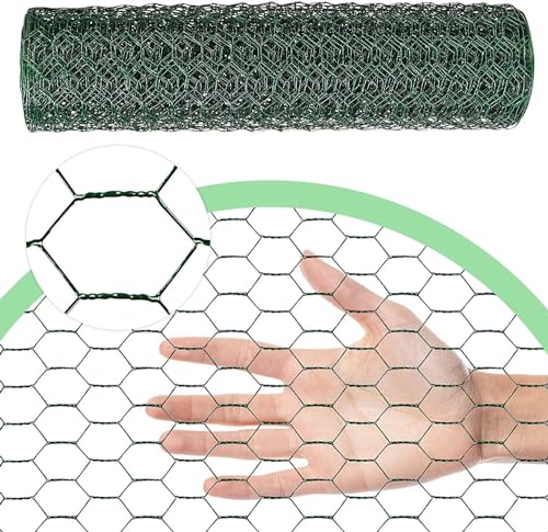 Image of Chicken Wire 15.7 in x 237 in Poultry Wire Netting Hexagonal Galvanized Mesh Garden Fence Barrier for Pet Rabbit Chicken Fencing(PVC-Coated)