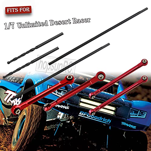 Hopsuprc Aluminum Rear Torsional Sway Bar Set Upgrades Part For 1/7 Unlimited Desert Racer Rc Car,Alloy Rear Sway Bar Upgrades Part,Red #TOP1