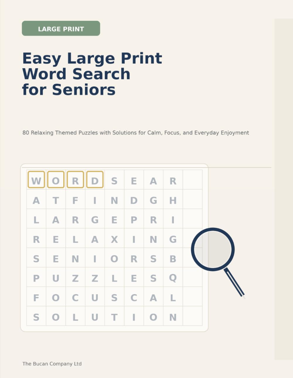 Easy Large Print Word Search for Seniors: 80 Relaxing Themed Puzzles with Solutions for Calm, Focus, and Everyday Enjoyment
