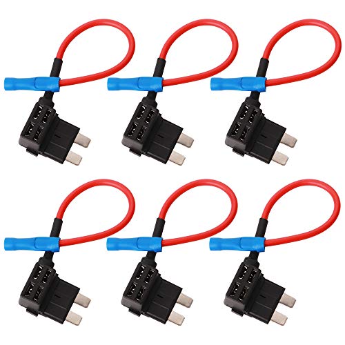 GTIWUNG 6Pcs 32V Add-a-Circuit Fusible Titular, Portafusible con hilo in-line coche Circuito Cuchilla Estilo Adaptador Cable Fusible, Fusible Tap Holder - Estándar Mediano Tamaño