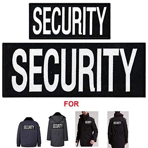 ZY Patch 2 Pieces Security Embroidered Patch for Uniforms Hook Backing(One Large One Small)