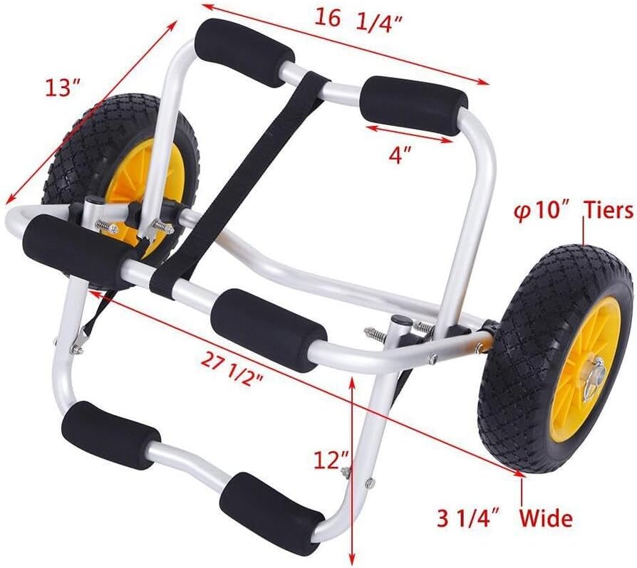 Miniatura 2 de Carrito de kayak Dolly Wheels Trolley - Transporte de neumáticos de playa para canoas, barcos, asientos en la parte superior, carritos de cupper,