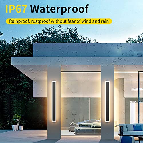 Aipsun 31.5Inch Long Strip Modern Outdoor Wall Light Fixture, Black Porch Lights Led Exterior Wall Mount Lights 3000K For House Living Room Corridor(1 Pack) #TOP3