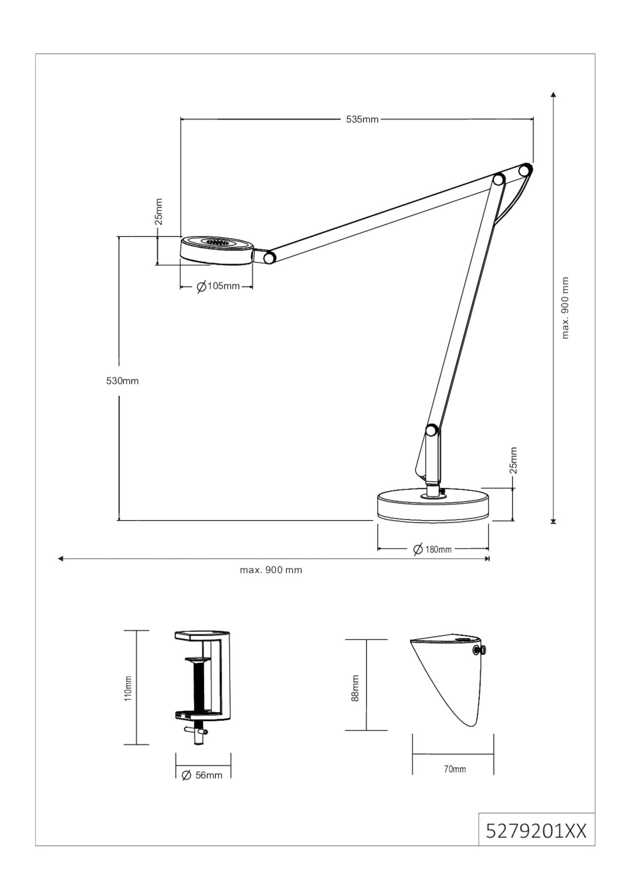Trio Leuchten LED Tischleuchte Amsterdam 527920102, Metall schwarz, 1x 5 Watt |