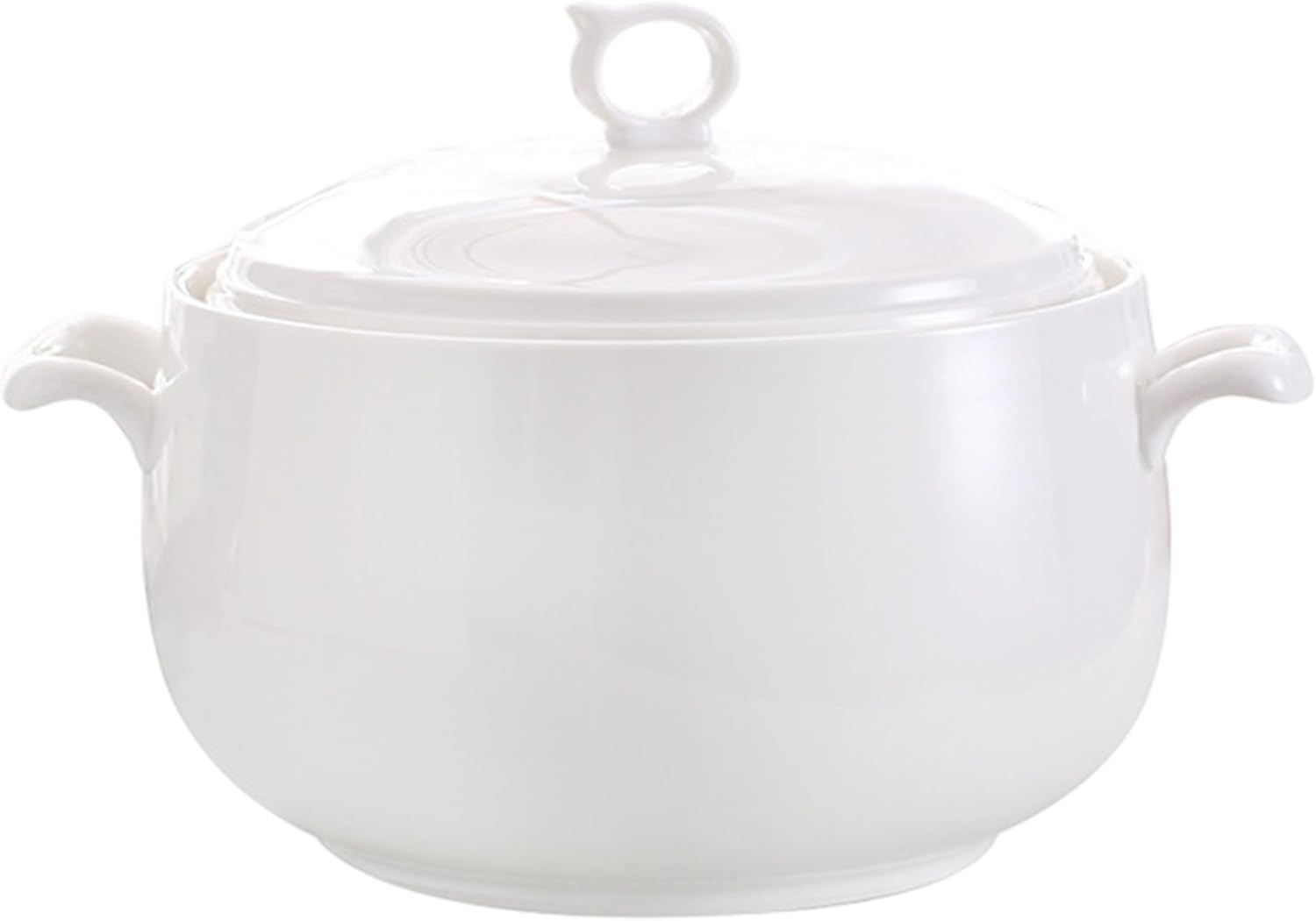 Soup Tureen 3000ml Round Ceramic Serving Bowls with Lids Heat-Resistant Soup Bowls with Handles Microwave Safe for Restaurant Home Kitchen Tureen, Ceramic Bowl with Lid, with H