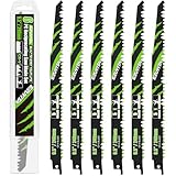 EZUVITA 9.5-Inch Wood Pruning Reciprocating Saw Blade Set with Storage Box, 6-Piece Pruner Saw Blades with 5 TPI CR-V Steel for Tree Trimming Wood Cutting