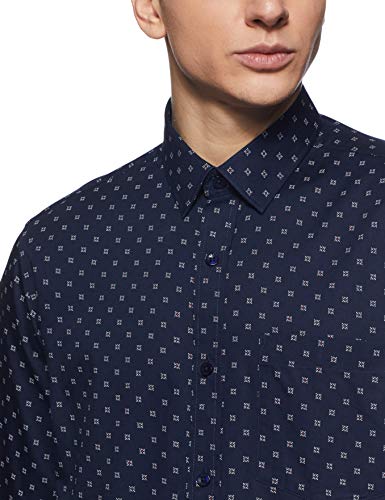 Image of Amazon Brand - Symbol Men's Printed Regular Casual Shirt (AW20-SYM-FS-AOP Navy 3 46)