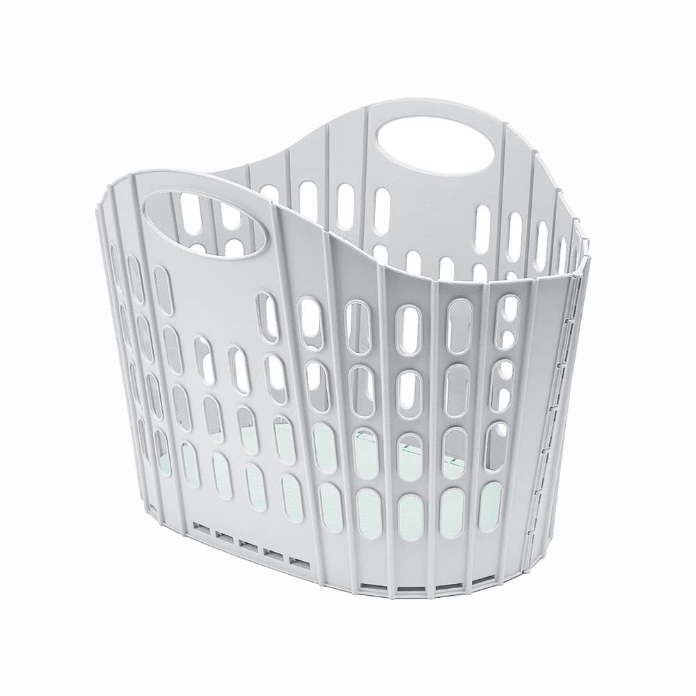 Tacino Fold Flat Easy Store Clothes Laundry Basket 38 L Grey & Mint