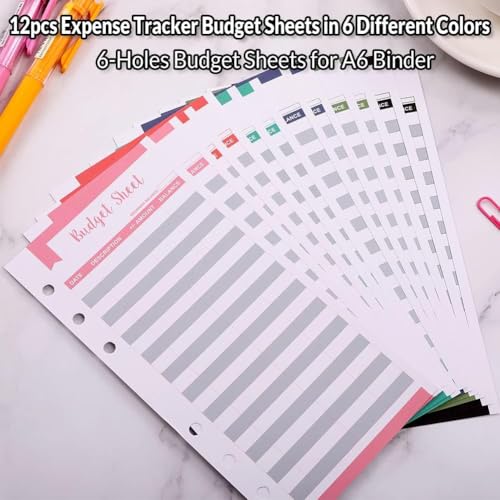 Image of SKYDUE Budget Binder, Money Saving Binder with Zipper Envelopes, Cash Envelopes and Expense Budget Sheets for Budgeting (Mabble)