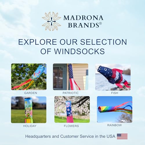 Madrona Brands Totem Salmon Fish Windsock for Outside | Durable Decorative Wind Sock Flag | Yard, Garden, Boat, Dock | 40 Inch
