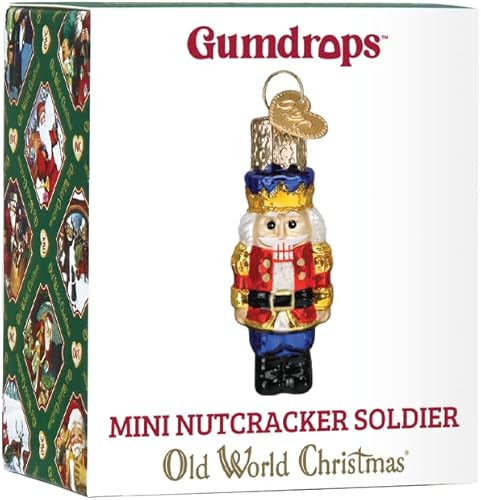 Miniatura 6 de Old World Christmas - Adorno de soldado cascanueces mini de vidrio soplado para árbol de Navidad, decoración festiva artesanal, colección de