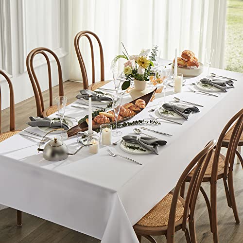 Mysky Home 2Pack White Tablecloth 60X102 Inch Rectangle Table Cloth For 6 Feet Table- Wrinkle Resistant Washable Polyester Table Cover For Dining Party And Camping #TOP6