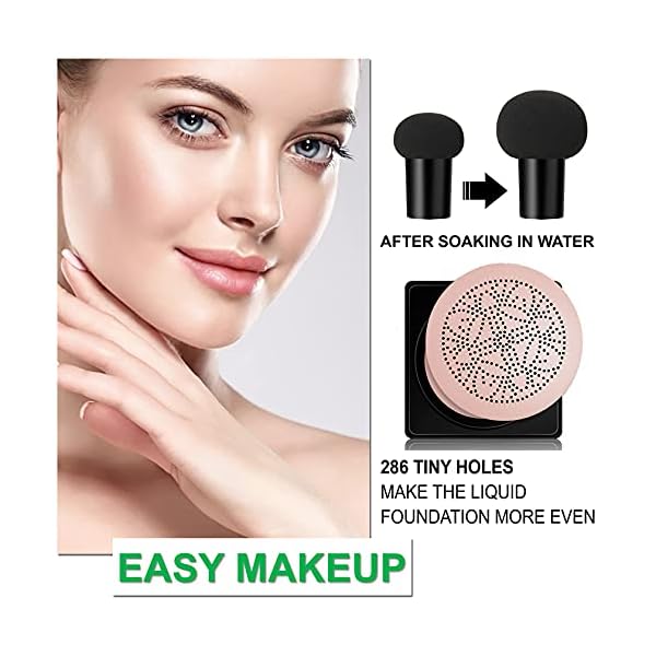 Mushroom Head Air Cushion CC Cream Foundation BB Cream Foundation Makeup Moisturizing CC Cream Liquid Foundation,Concealer Lasting Makeup Foundation Even Skin Tone Makeup Base Primer(Natural)