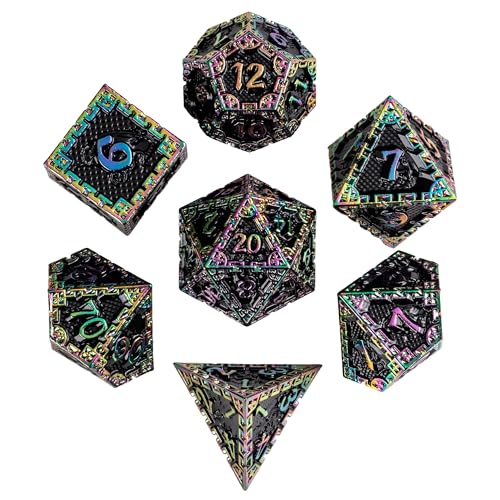 UDIXI Metal Dice Set D&D, Rainbow Metal DND Dice Set for RPG Tabletop Games