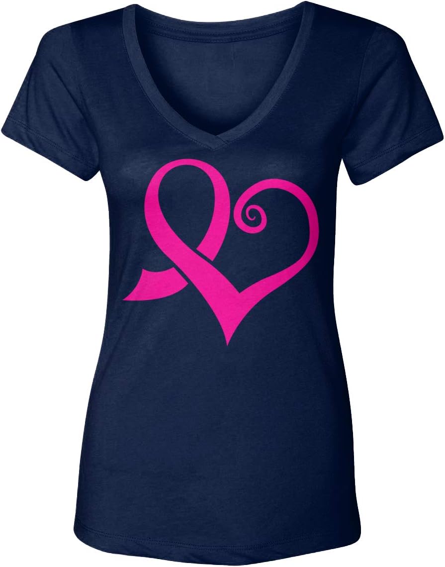 Pink Ribbon Heart - Breast Cancer Awareness Women's V-Neck T-Shirt
