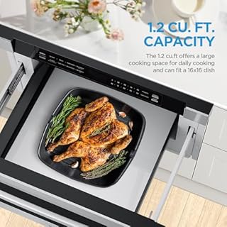 Midea MM12S2ASZ Oven 1000W, 1.2 Cu.ft Drawer, 24'' Built-in Microwave, Stainless Steel, Child Safety Lock, One-Touch, Auto-Menus
