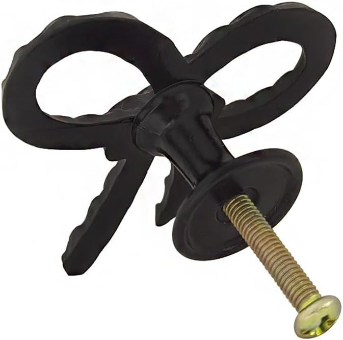 4 Pcs Black Bow Cabinet Drawer Knobs Metal Bow Dresser Knobs Pulls Vintage Decorative Handles for Home Bedroom Wardrobes Kitchen Cabinets Hardware Cupboard, Single Hole Handle (Black)