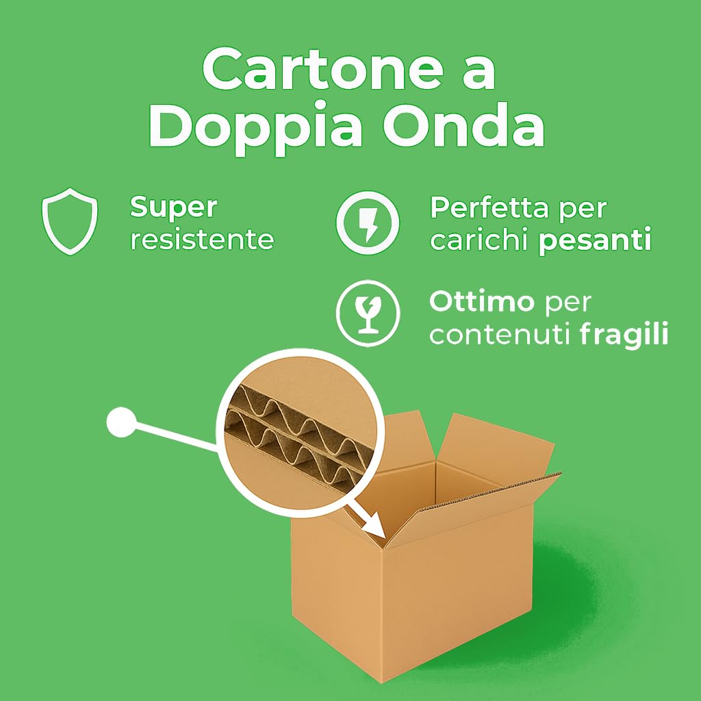 Scatole Trasloco 60X40X40 a Doppia Onda in Cartone Avana, Cartoni per Traslochi e Spedizione Made in Italy