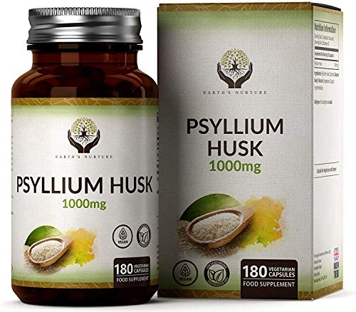 EN Cascara de Psyllium 1000mg por Porción 180 Capsulas Veganas | Fibra Natural de Plantago Ovata del Psyllium en Polvo | Psyllium Sin Gluten, Rellenos, OGM o Lácteos | Perfecto para la Harina de Keto