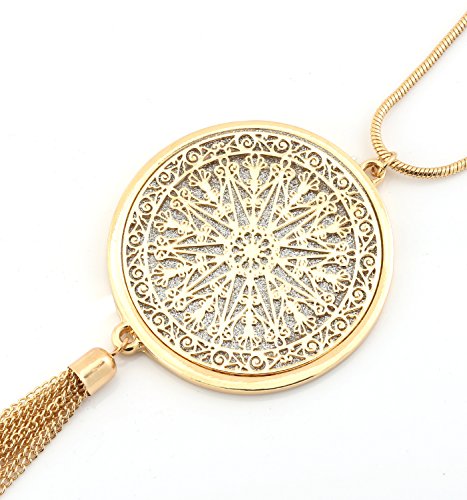 MOLOCH Long Necklaces For Woman Disk Circle Pendant Necklaces Tassel Fringe Necklace Set Statement Pendant3