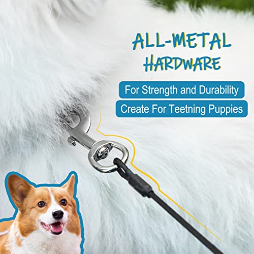 Mi Metty Chew Proof Dog Leash - Six Foot Metal Cable Lead. Heavy Duty Leash Made Of Coated Wire Rope. Chew Resistant, Great For Large Dogs And Teething Puppies. Dog Chains (2 Pack, Black+Khaki) #TOP4