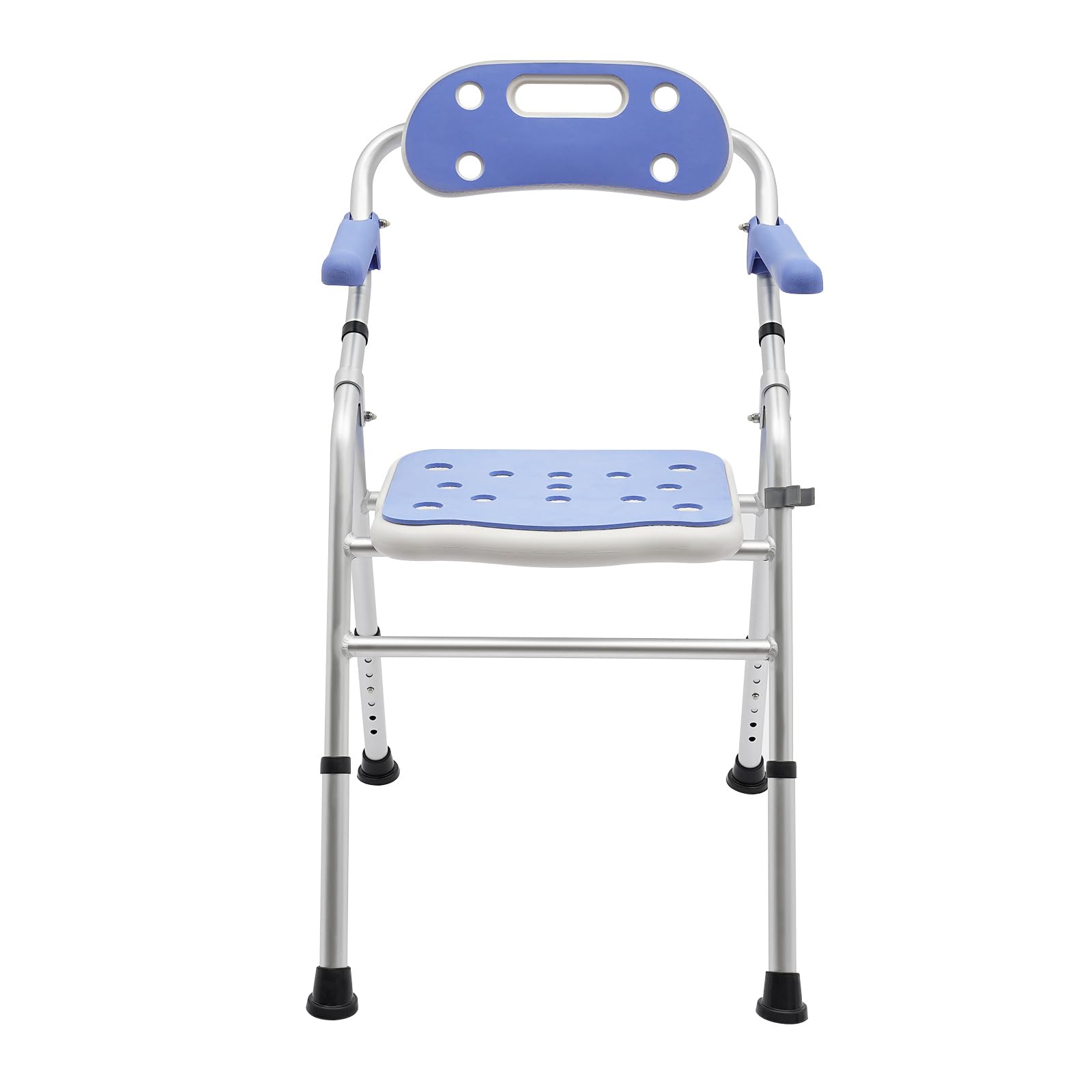 Silla de ducha con respaldo y reposabrazos, taburete de ducha antideslizante, altura regulable, asiento plegable con función de succión, asiento de bañera para personas mayores y discapacitados, hasta
