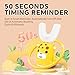 Renaelelife Kids Sonic Electric Toothbrush U Shaped Automatic Timer IPX7 Waterproof 5 Modes 360° Oral Cleaning Teeth Whitening Gums Massage Replaceable Soft Cartoon for 7-15 (Yellow Cow)