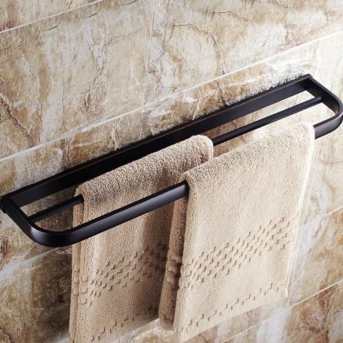 Porte-serviettes double pôle en bronze noir mat pour salle de bain