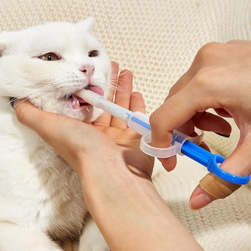 2 Stück Tablettengeber für Katzen,Katze Tabletten Pill Feeder,Cats Tablette Tabletteneingeber,Animal Medikamenten Shooter Dispenser Assist,Silikon Versteck Feeders Spritze Assistent für Pet Pille