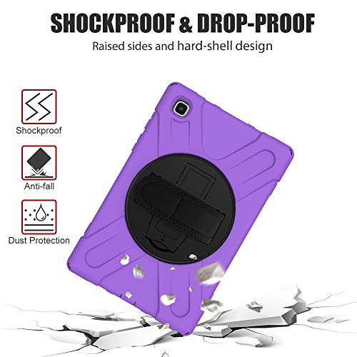 Zenrich Galaxy Tab A7 10.4'' Case With Screen Protector 2022/2020, Zenrich Samsung Tab A7 Heavy Duty Shockproof Case With Kickstand Hand Strap And Shoulder Strap For Sm-T500/T505/T507/T509,Purple #TOP5