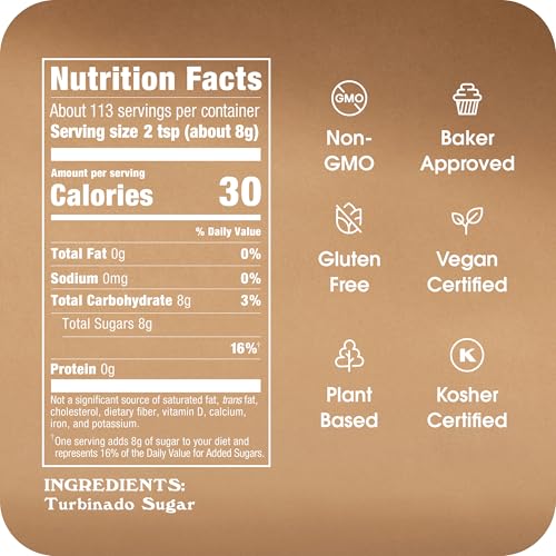 Image of In The Raw Granulated Turbinado Cane Sugar, 2 lb Box, Pure, All-Natural Turbinado Sugar, Non-GMO Project Verified, Kosher, Vegan and Gluten Free (Pack of 12)