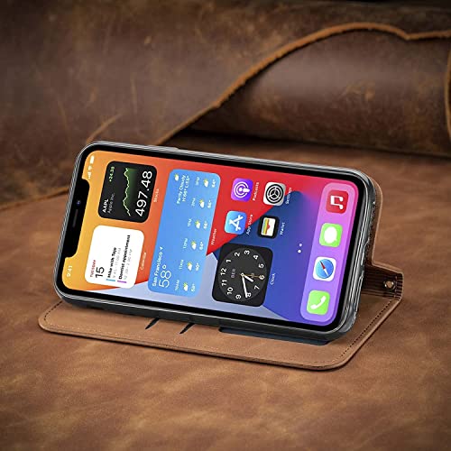 Étui portefeuille iPhone 13 Pro Max cuir magnétique gris RFID - 6