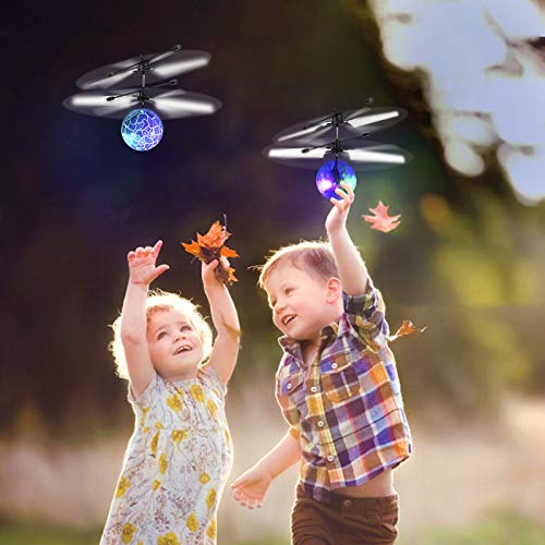 Flying Ball Toys, RC Toy for Kids Boys Rechargeable Light Up Ball Drone Infrared Induction Helicopter with Remote Controller for Indoor and Outdoor Games Girls Gifts for Teens 2 PCS
