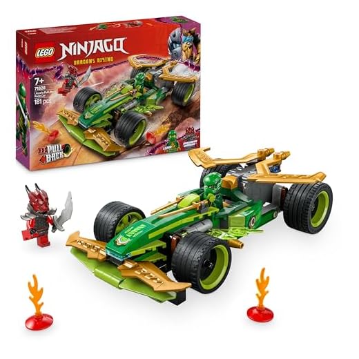 LEGO NINJAGO Lloyd’s Pull-Back Race Car Toy with 2 Minifigures for Imaginative Play - Dragons Rising Ninja Set - Gift for 7 Plus year Old Boys & Girls 71828