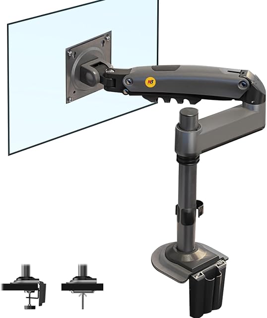 NB North Bayou Moniteur Monitor Mount Long Arm pour les moniteurs de 4.4 à 19.8lbs Ultra Support de moniteur réglable en hauteur pivotant à large mouvement H100…