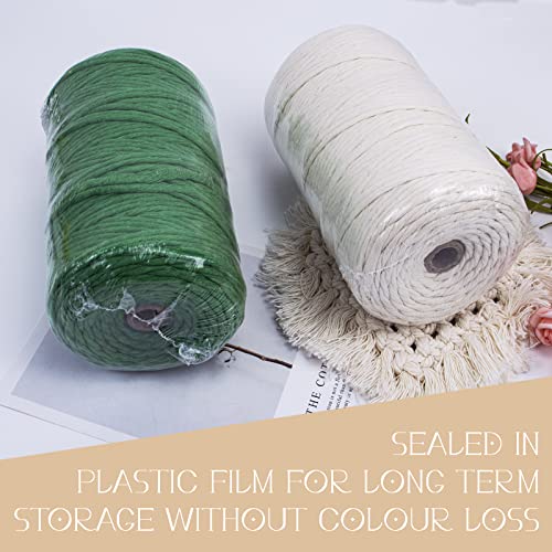 LEREATI Macrame Cord 3mm x 200m, Single Strand Thick Macrame Rope Yarn ...