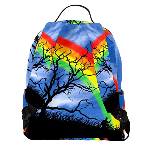 Mochila de elefante y globo arcoíris unisex para universidad y uso diario multicolor 2