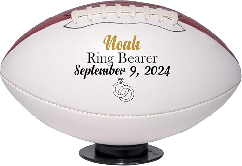 Regalo personalizado de propuesta de fútbol con portador de anillos para fiesta de boda  Personalizable con nombre y fecha de boda
