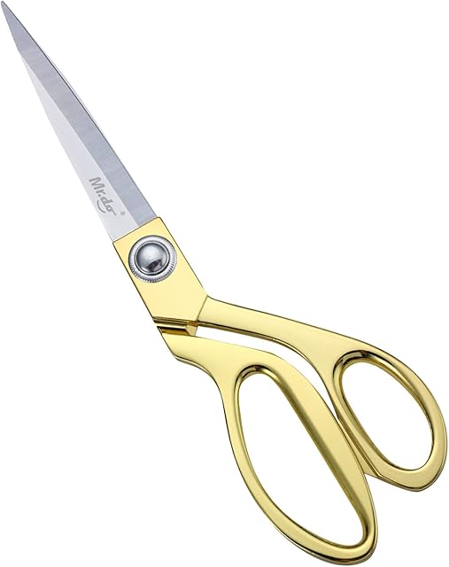 Mr.do Dressmaking Scissors Professional Fabric Scissors Stainless Steel Sharp Scissors with Plating Handle for Sewing Fabric Textile Multi-Purpose Scissors Household Scissors (9 Inches, Gold)