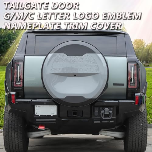 Image of Rear Tailgate Emblem Compatible with 2023 2024 2025 2026+ Hummer EV Accessories Model SUV Matte Black American Flag Back Tailgate Badge Logo USA Style 3D Badge Flag Decal