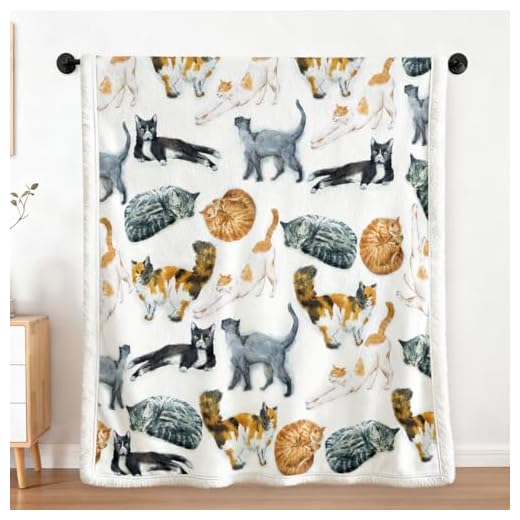 Colorful Cat Print Fleece Blanket